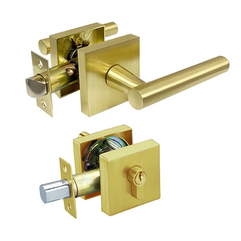 Eva  Series Entrance Handle Set – Brushed Gold