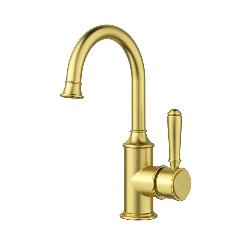 Birmingham II Gooseneck Basin Sink Mixer – Brushed Gold