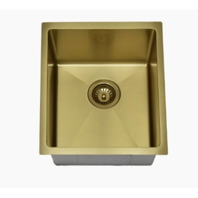 Coomera Above/Undermount Single Bowl 340mm x 400mm -Brushed Gold