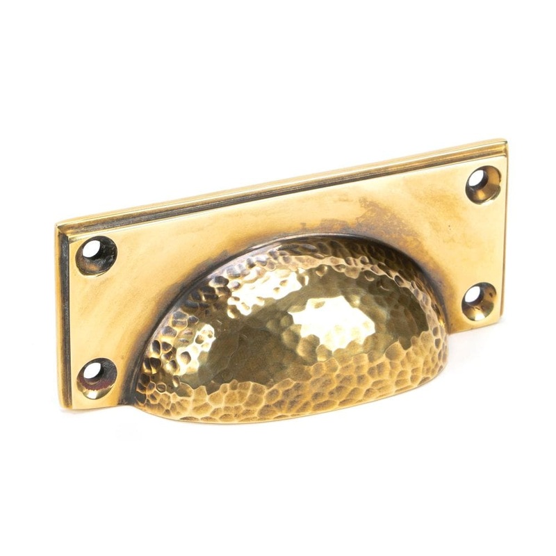 From The Anvil – Aged Brass Hammered Art Deco Drawer Pull
