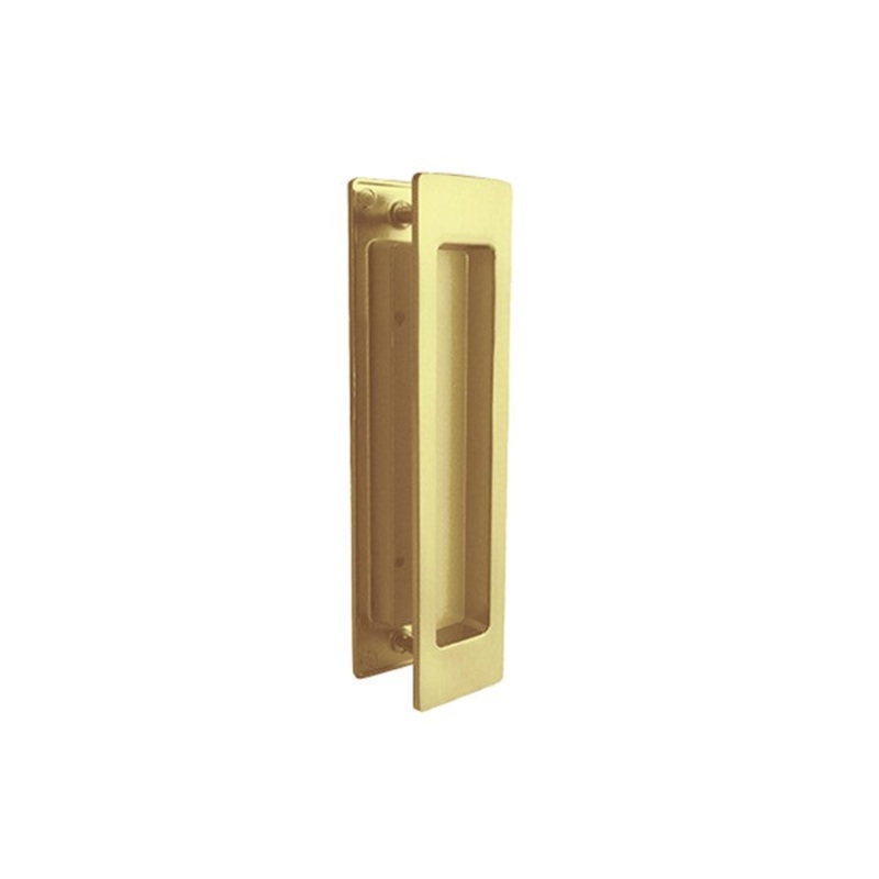 Rectangular Brushed Gold Sliding Flush Pulls (Pair) – 150mm x 38mm