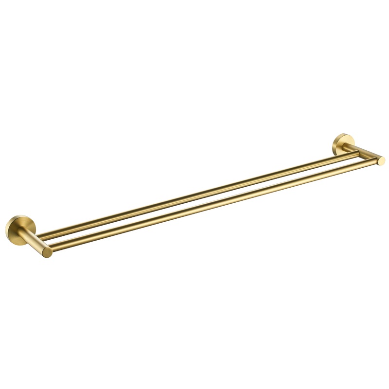 Round Double Towel Rail 750mm – Brushed Gold