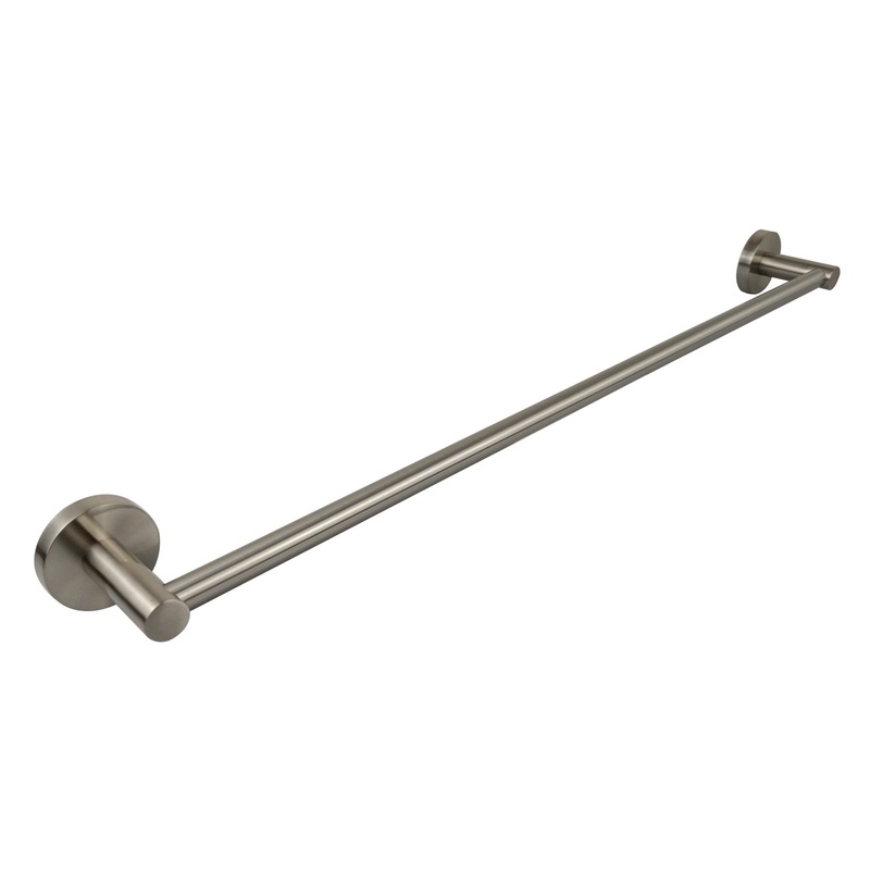 Round Single Towel Rail 750mm – Brushed Nickel