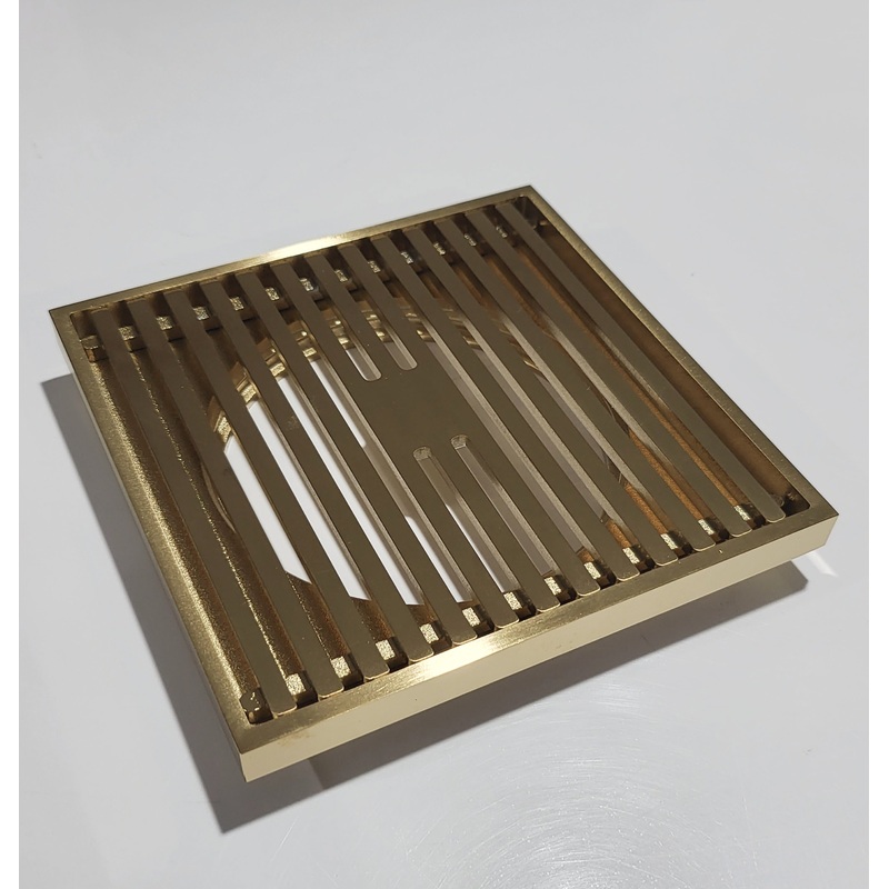 Square Grate Floor Waste Brushed Gold – 123mm x 123mm