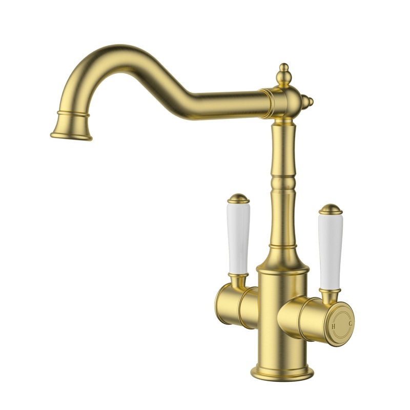 Birmingham Dual Kitchen Sink Mixer – Brushed Gold
