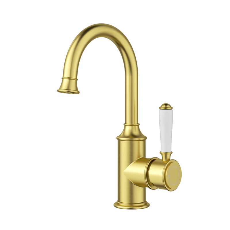 Birmingham Gooseneck Basin Sink Mixer – Brushed Gold