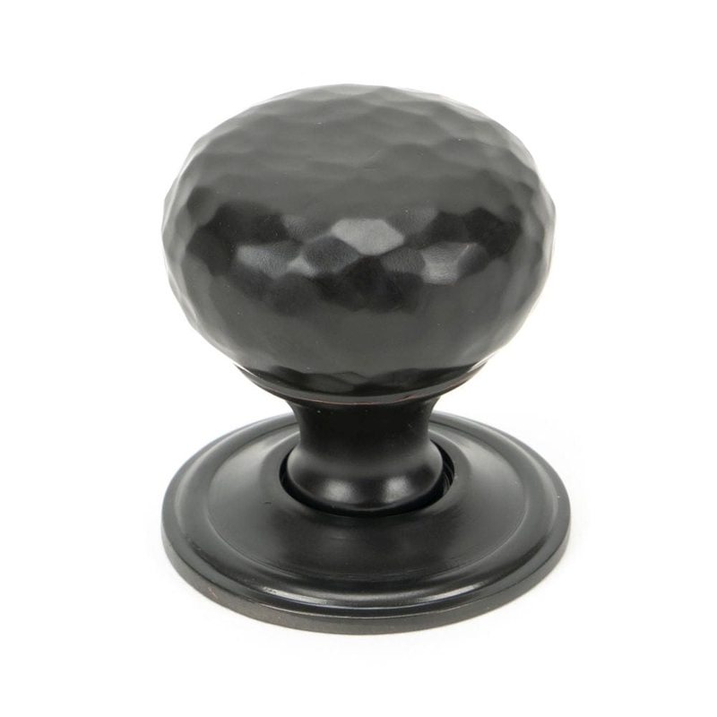 From The Anvil – Aged Bronze Hammered Mushroom Cabinet Knob 32mm