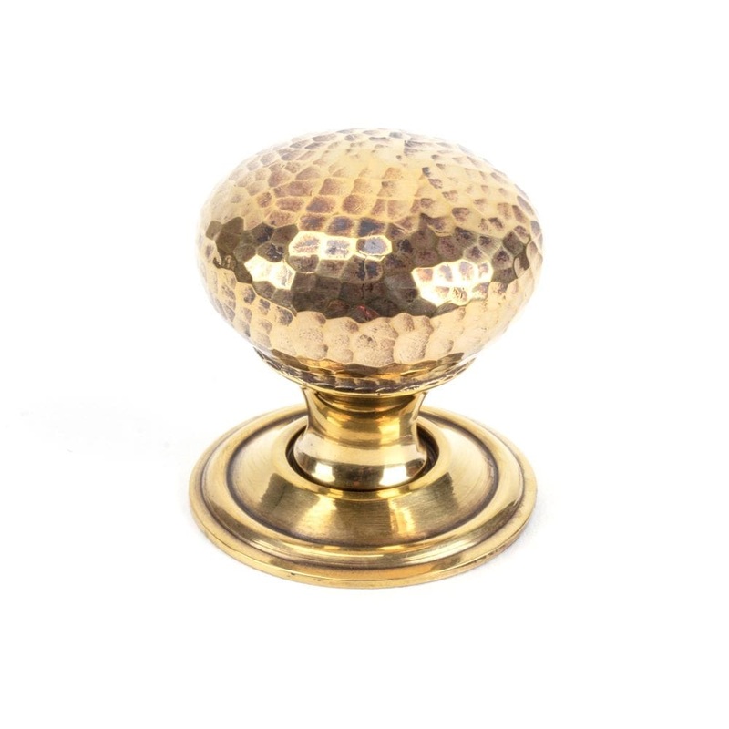 From The Anvil – Aged Brass Hammered Mushroom Cabinet Knob 32mm