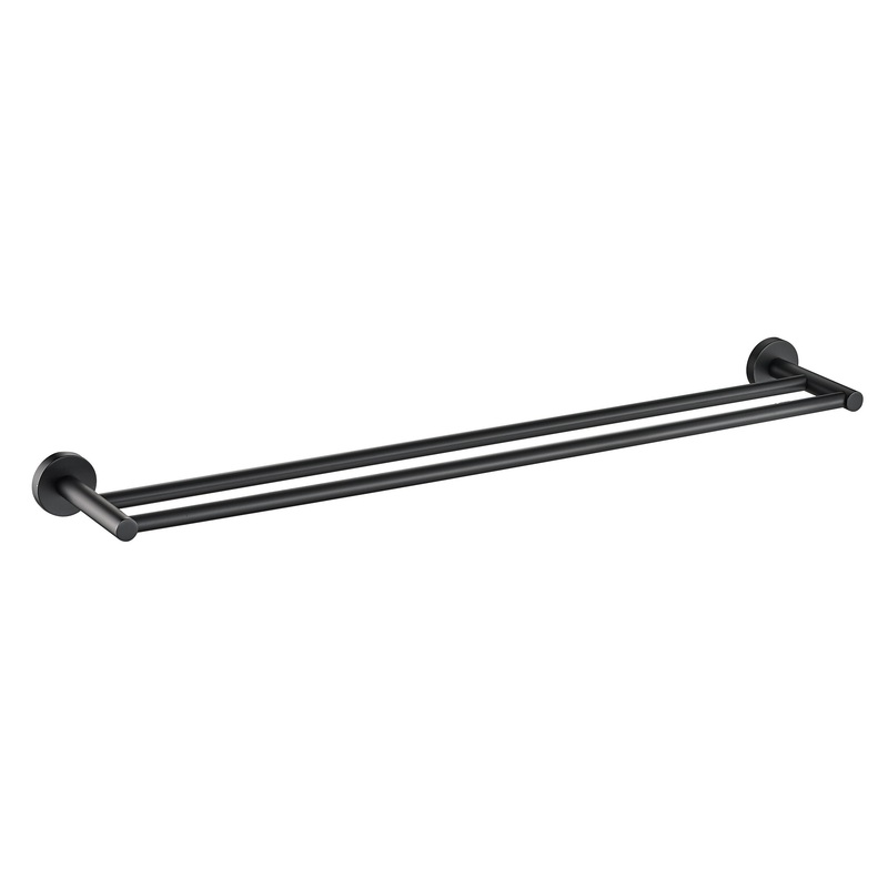 Round Double Towel Rail 750mm – Matt Black