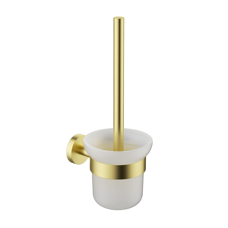 Round Toilet Brush Holder – Brushed Gold