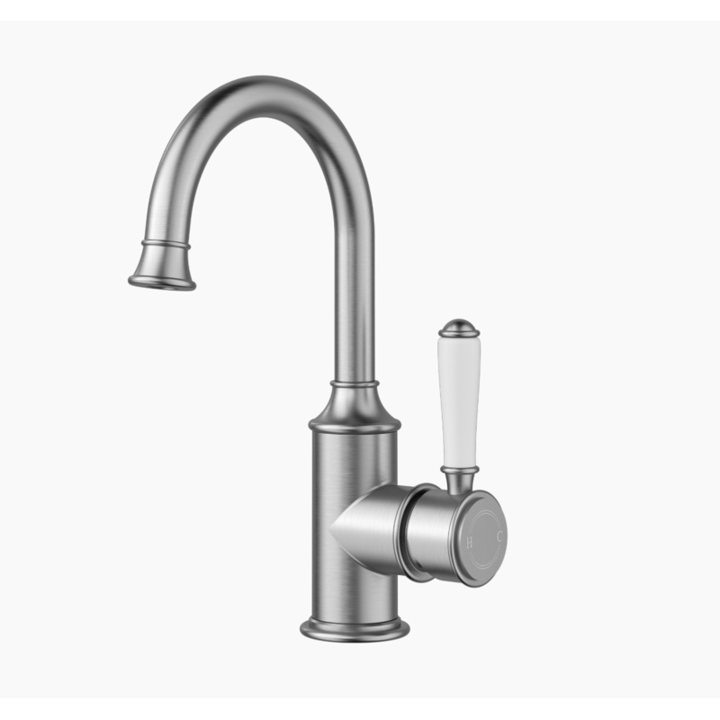 Birmingham Gooseneck Basin Sink Mixer – Brushed Nickel