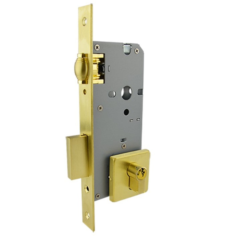Heavy Duty Square Plated Roller Mortice Lock – Brass Finish