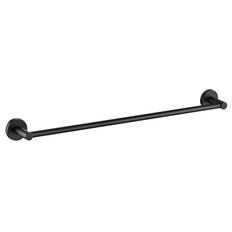 Round Single Towel Rail 600mm – Matt Black