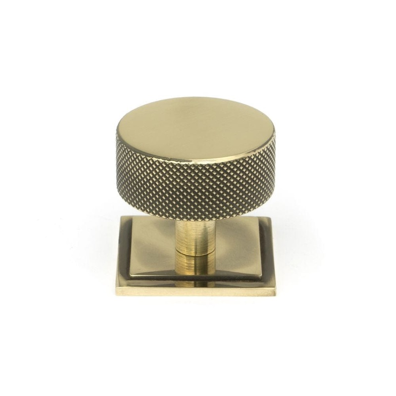 From The Anvil – Aged Brass Brompton Cabinet Knob – 38mm (Square)