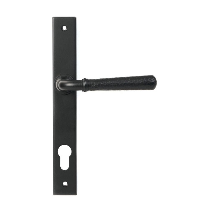 From The Anvil – Matt Black Hammered Newbury Slimline Espag. Lock Set