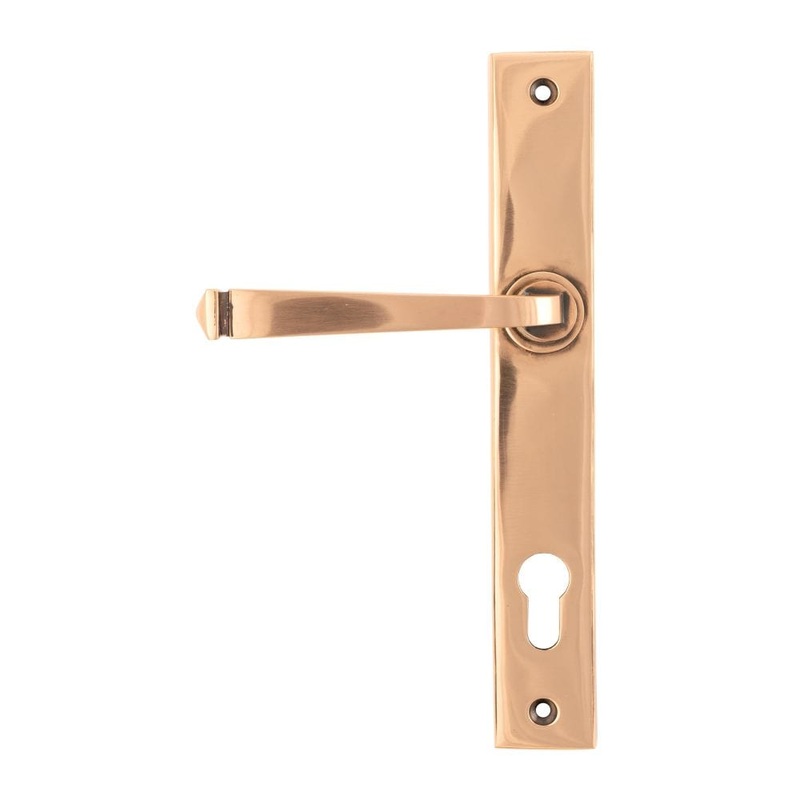 From The Anvil – Polished Bronze Avon Slimline Lever Espag. Lock Set